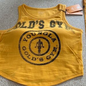 YoungLA Women’s Yellow Graphic Gold's Gym Crop Tank